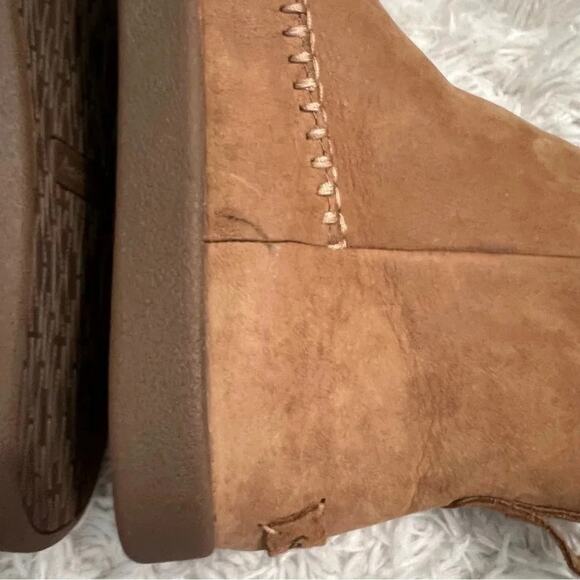 Sanuk Nice Bootah Lx Tan Tobacco / Vintage Rainbow Ankle Bootie Size 7 Womens - Picture 8 of 10